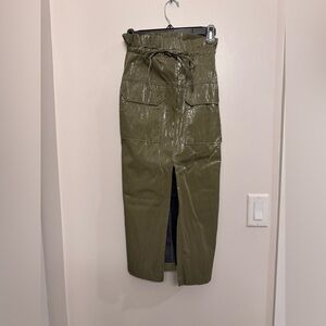 Zara midi green textured skirt